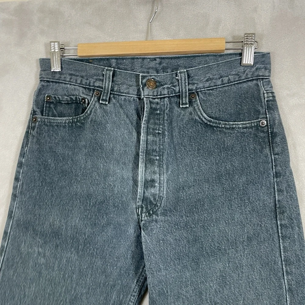 Vintage Levis 501 Jeans Mens 30x30 (fit 29x29) Black Gray Made in USA 90s Button